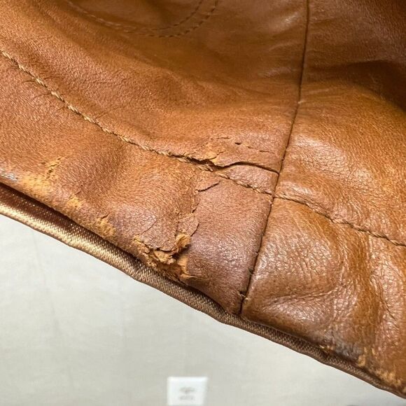 Vintage Breier of Amsterdam Camel Brown Leather Two Button Blazer Coat Mens XL - Picture 15 of 16